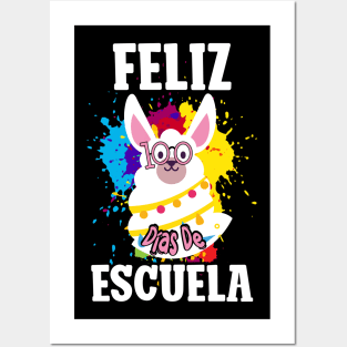 Llama Feliz 100 Dias De Escuela - 100 Days of School Spanish Posters and Art